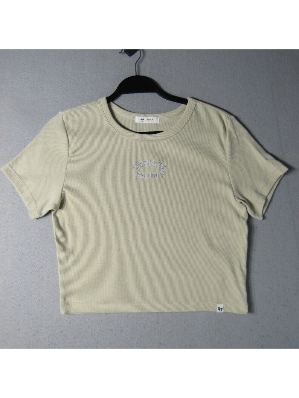 NWT '47 New England Patriots Baby Rib Cropped Tee Women's L Mojave